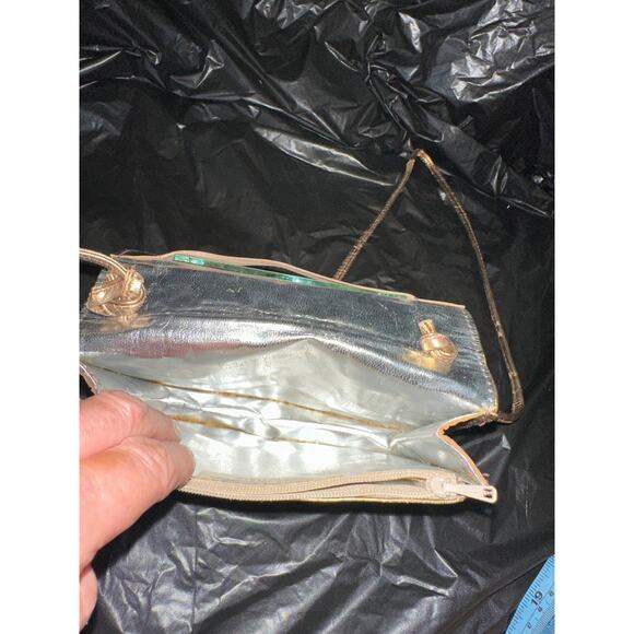 RARE POLLY BERGEN VINTAGE METALLIC GOLD LEATHER FIRENZE 1989 VIA TORNABUONI BAG - Picture 6 of 7